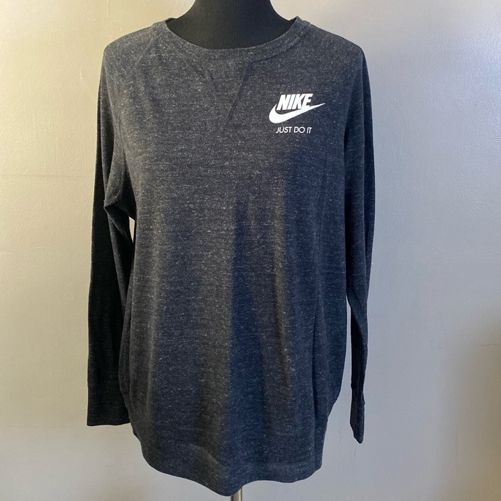 Nike Heather Black Long Sleeve Tee Looks Like Sweatshirt Sz XL